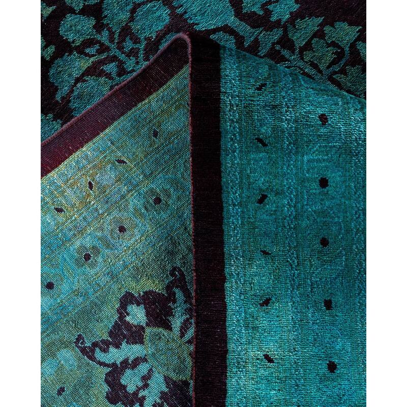 Overdyed, One-of-a-Kind Hand-Knotted Area Rug - Blue - 10' 0" x 14' 2"