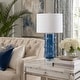 preview thumbnail 12 of 19, Glass Bubble Table Lamp with Crystal Accents and Cylinder Base 29.0" - Blue