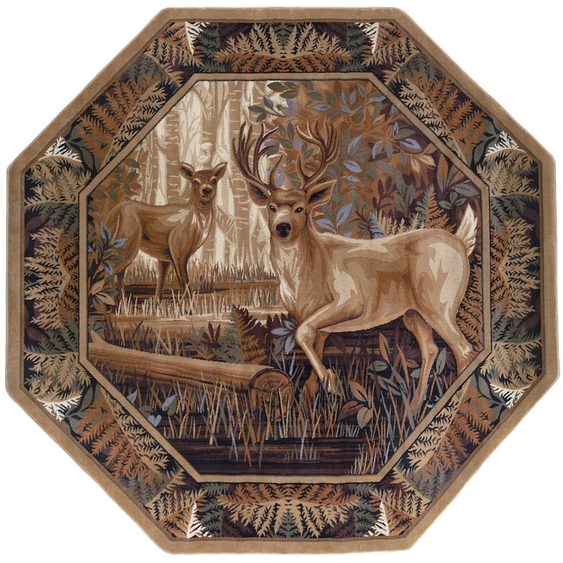 Natural Lodge Novelty Graphic Indoor Area Rug