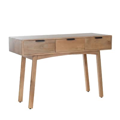 48" Mango Wood Console Table with 3 Drawers Mid-Century Style