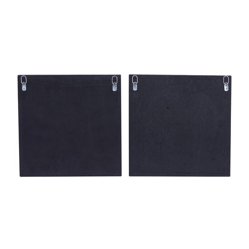 Brown Teak wood Rustic Wall Decor (Set of 2) - 17 x 2 x 17