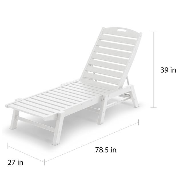 POLYWOOD Nautical Outdoor Stackable Chaise Lounge