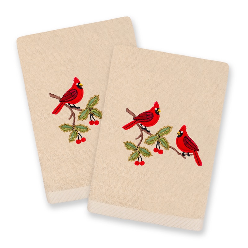 Authentic Hotel and Spa Christmas Red Pair 2PC Hand Towel Set - Sand