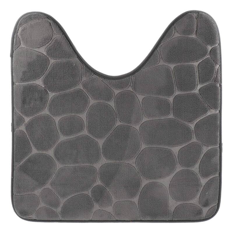 Memory Foam Contour Bath Mat Pebble Design 18x20 - Dark Gray