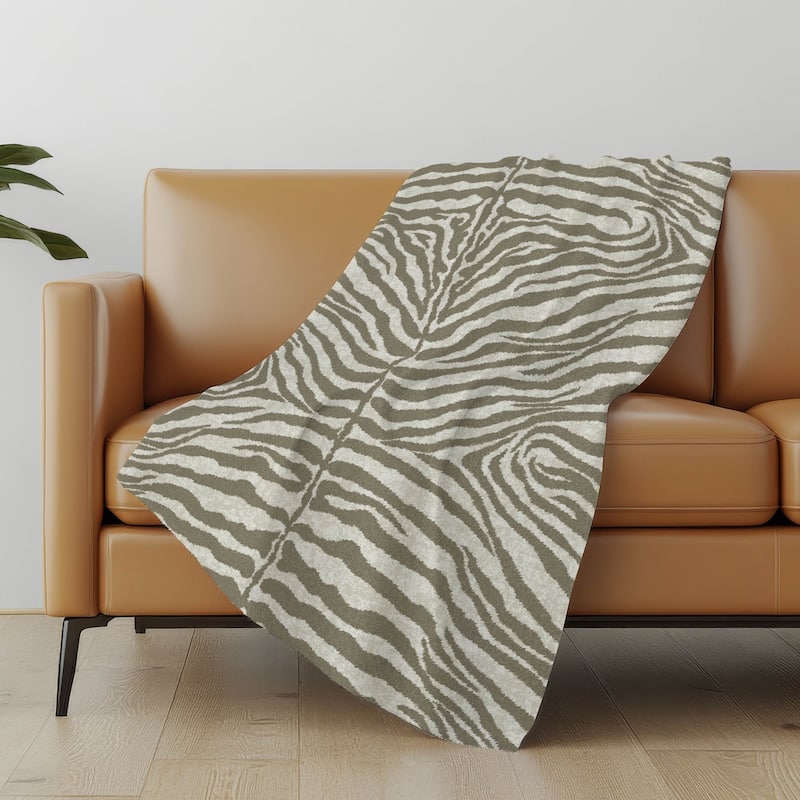 Premium Machine Washable ASB42 Tiger Print Sherpa Throw Blanket - Taupe - 4'2" x 5'10"