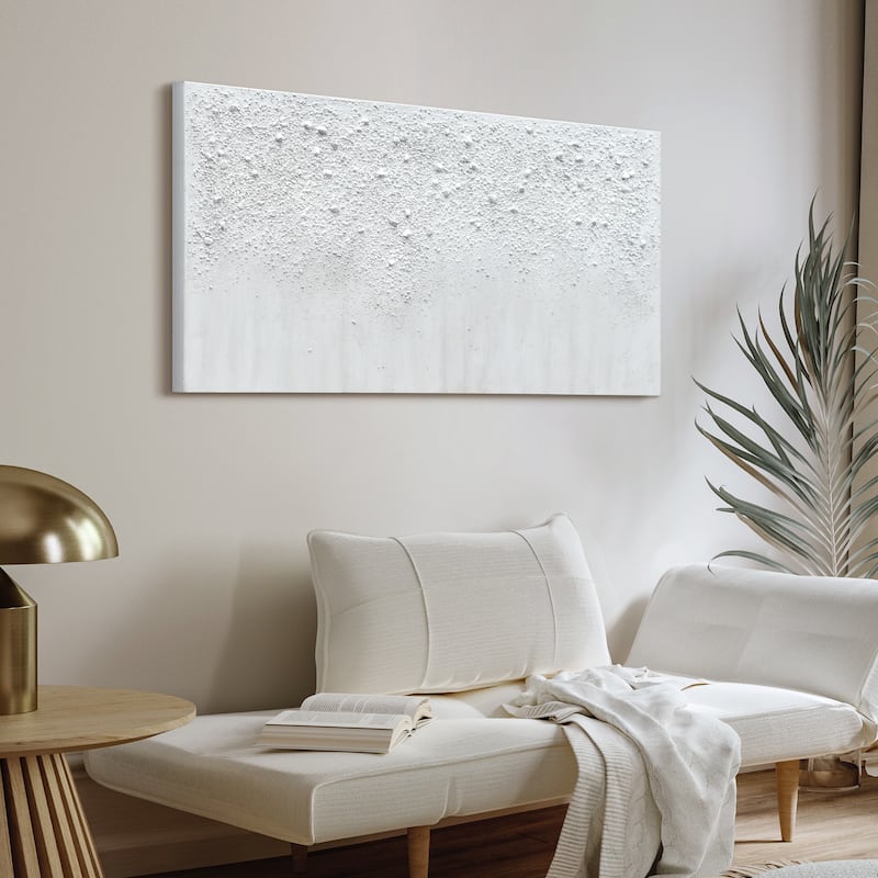 White Snow A Textured Hand Painted Canvas Wall Art