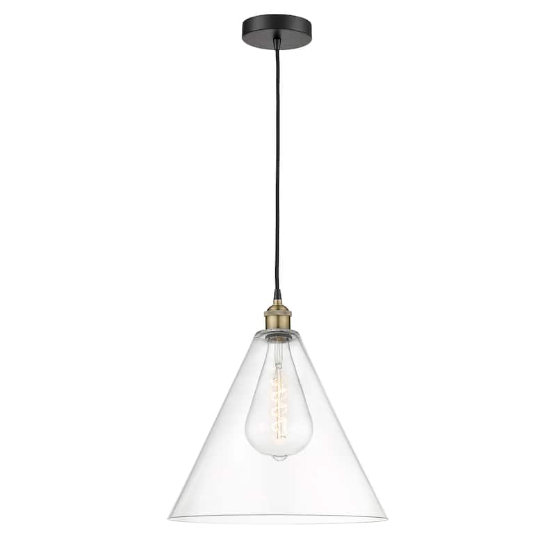 Innovations Lighting Berkshire - 1 Light 16" Cord Hung Mini Pendant - Clear/Black Antique Brass