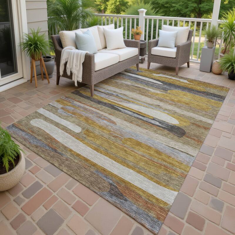 Machine Washable Indoor/ Outdoor Casual Merriam Chantille Rug - Brown - 9' x 12'