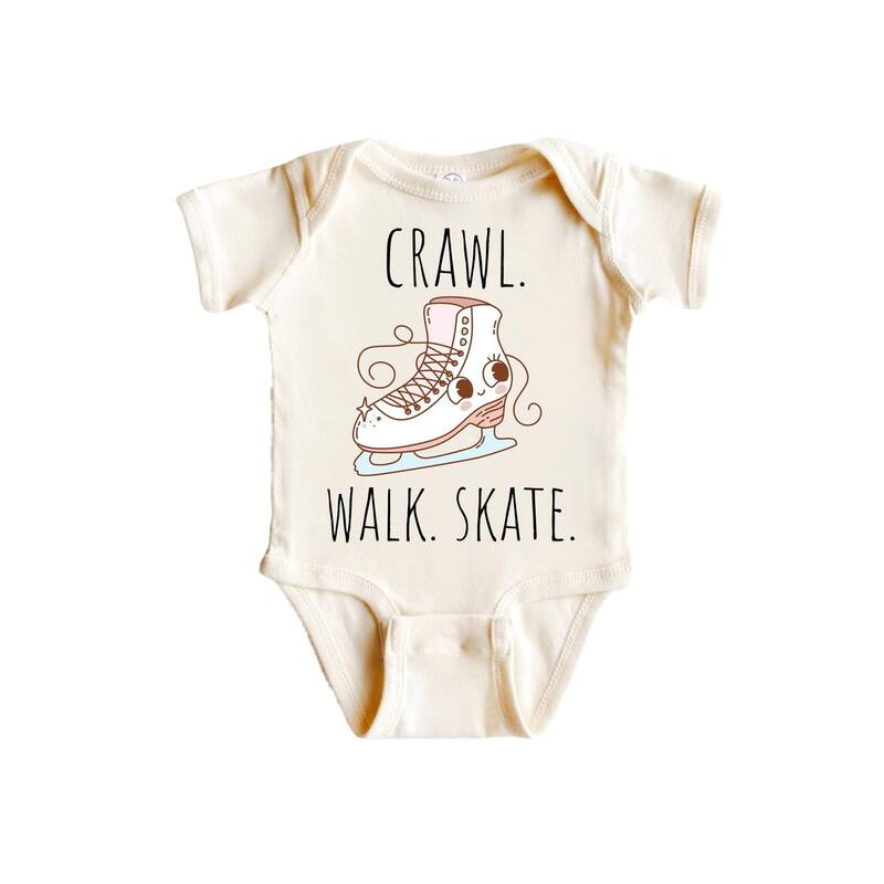 Ice Skater - Baby Boy Girl Clothes Infant Bodysuit Funny Cute Newborn - Natural - 0-3M