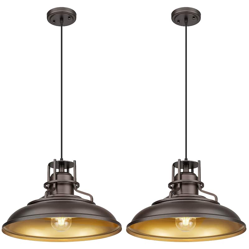Farmhouse Vintage Barn Pendant Light Oil with Rubbed Bronze Finish - Large  /  2-Pack - ‎Oil Rubbed Bronze