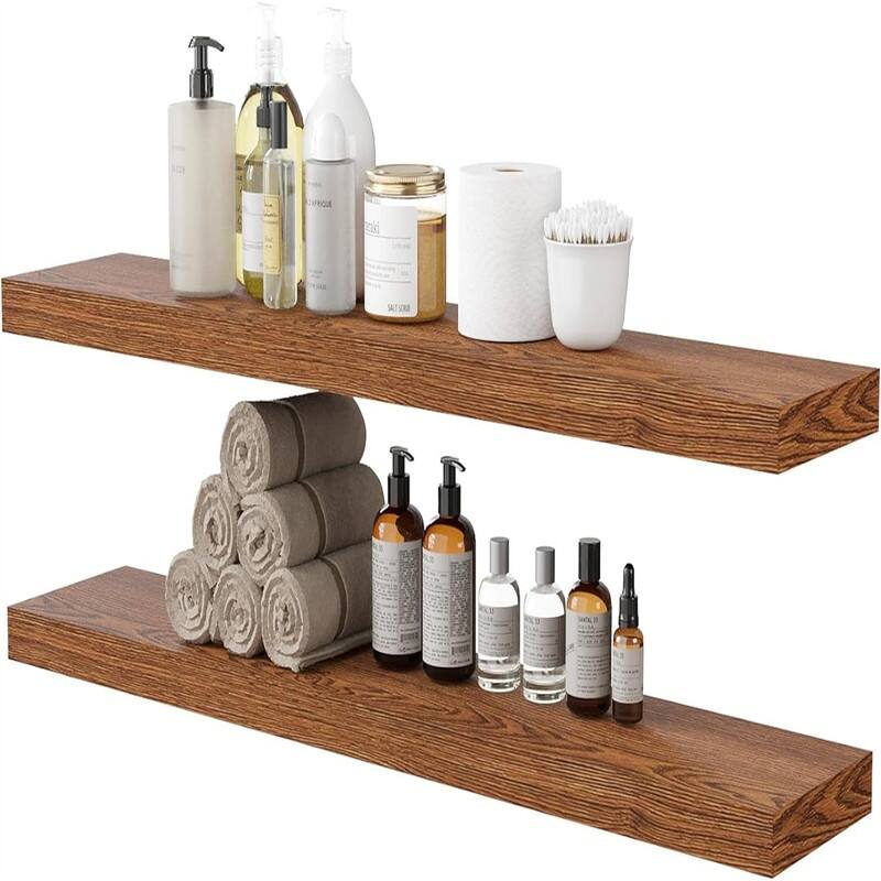 Floating Shelves40 in W x 8in D Wall Mounted Wooden Shelves with Invisible Brackets Set of 2 - 7"D x 40"W x 2"H - American Red Oak