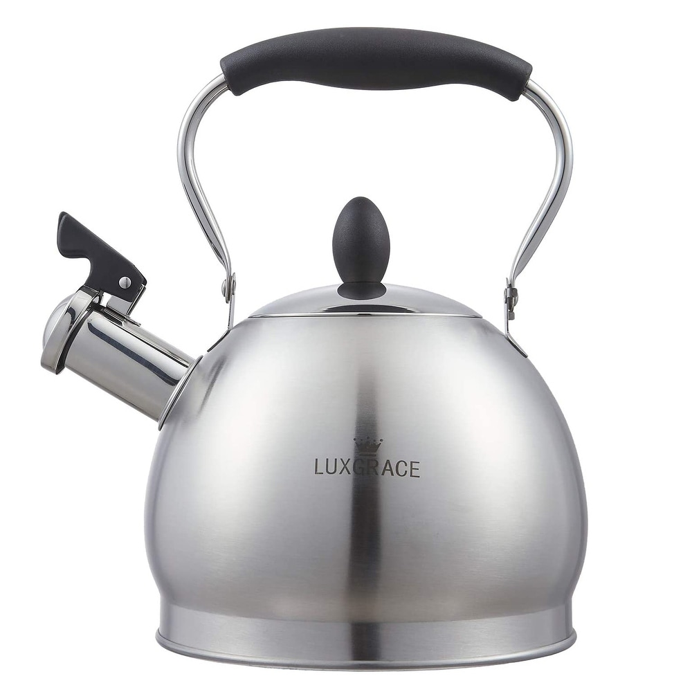 Creative Home Satin Splendor 2.8 Quart Stainless Steel Whistling Tea Kettle  with Aluminum Capsulated Bottom, Metallic Chartreuse - On Sale - Bed Bath &  Beyond - 10666502