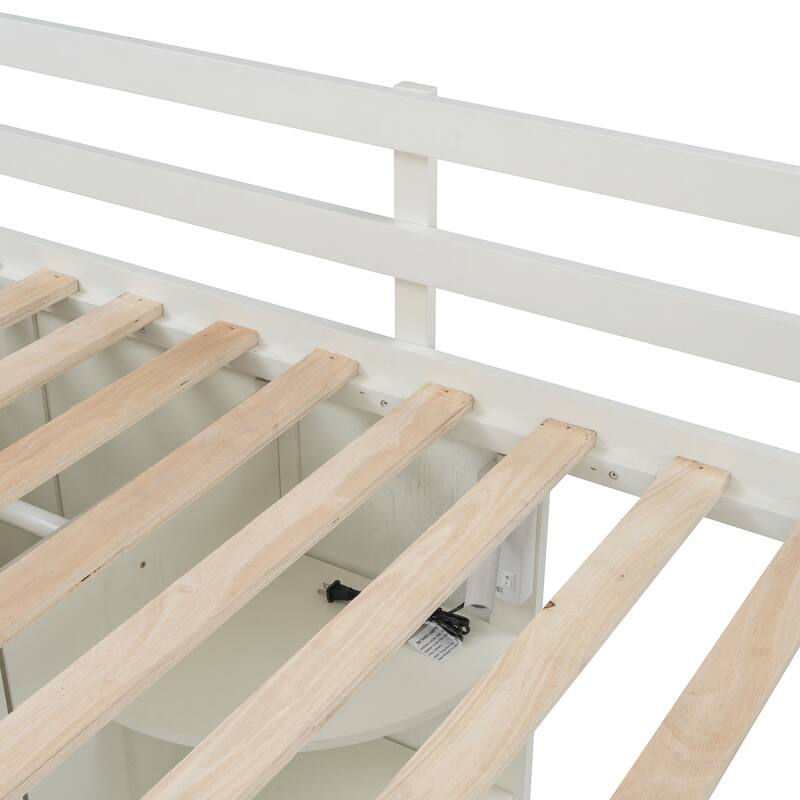 Twin Loft Bed with Integrated Wardrobe Desk Keyboard Tray Charging Station