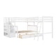 preview thumbnail 5 of 14, White L Shaped Solid Wood Bunk Bed for Kids, Twin-Twin Over Full Triple Bunk w/3 Drawers, Storage Ladder & Full-Length Guardrail