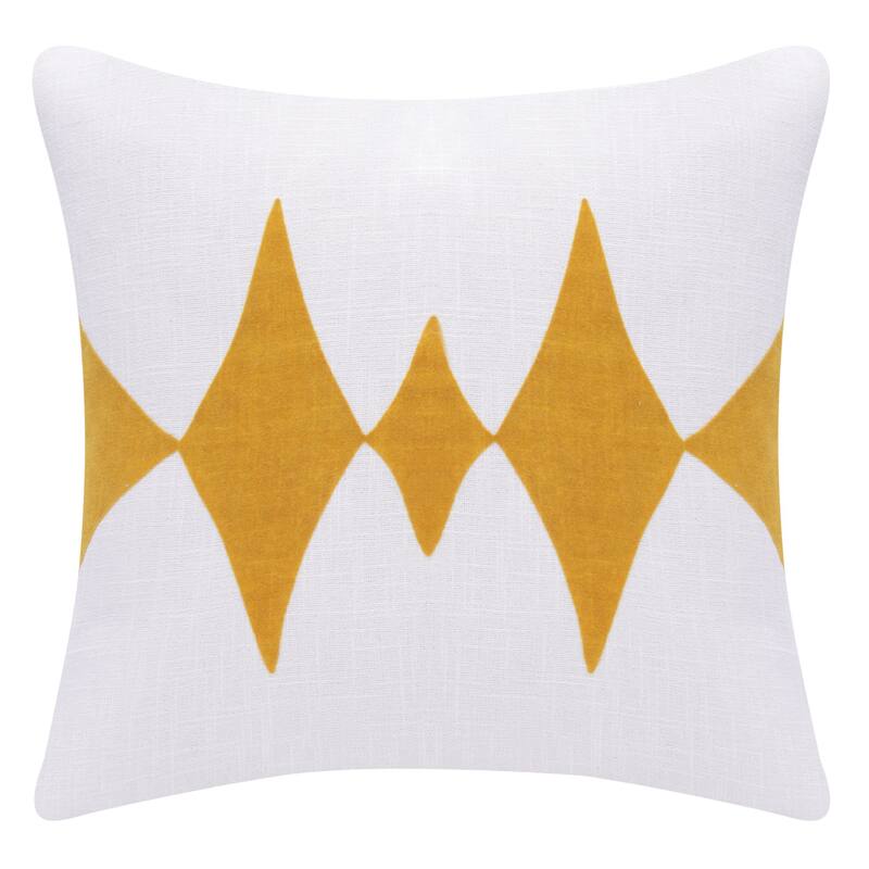 HomeRoots 20" X 20" Yellow And White 100% Cotton Diamond Zippered Pillow