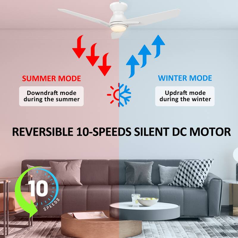 CARRO Jaiden 48" 3-Blade Smart Ceiling Fan with LED Light and Remote-Flush Mount
