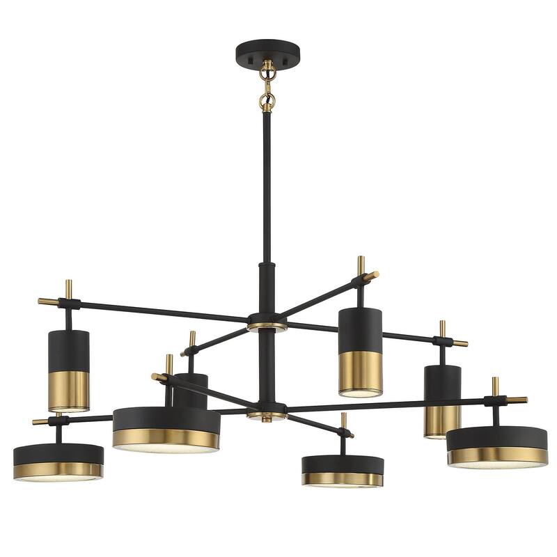 Savoy House 1-1637-8 Ashor 8 Light 42" Wide LED Chandelier - Matte Black / Warm Brass