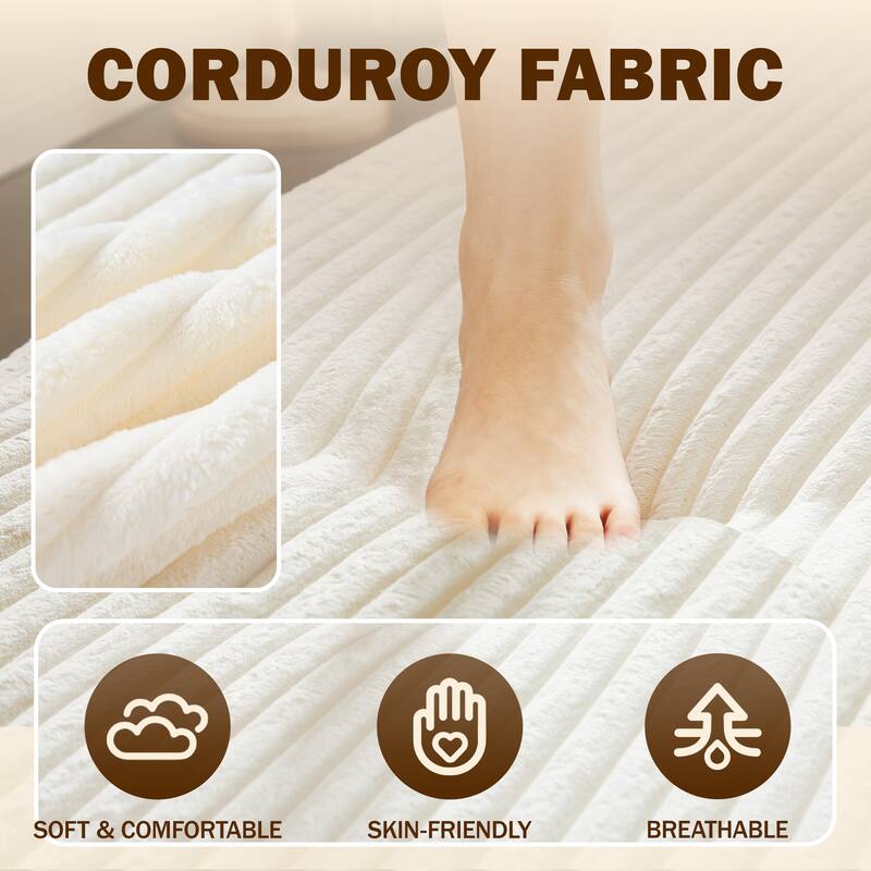 Modern Floor Sofa Bed, Convertible Corduroy Sleeper Couch Folding Loveseat with 2 Pillows