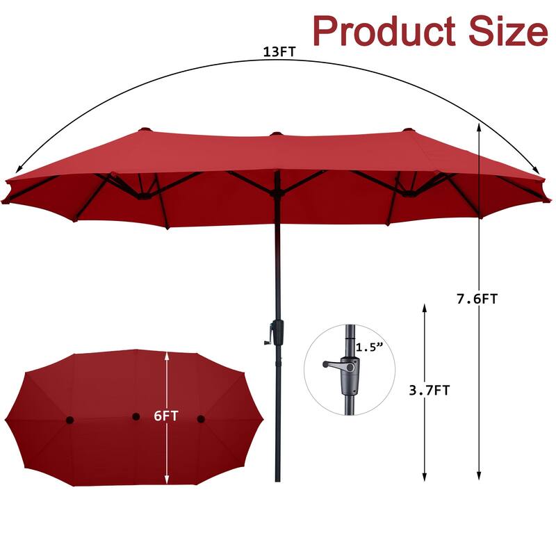 Autlaycil 13ft Extra Large Patio Umbrella with Solar Lights(Without Base)