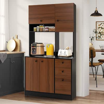 Tall Kitchen Pantry Buffet Hutch Floor Large Cupboard with Cabinet