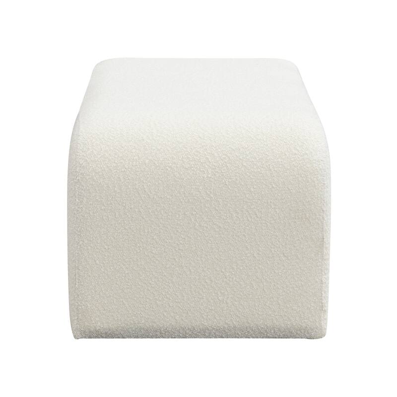 Roomfitters Upholstered Storage Ottoman with Drawer and Rounded Corners, Modern Entryway Bench, White