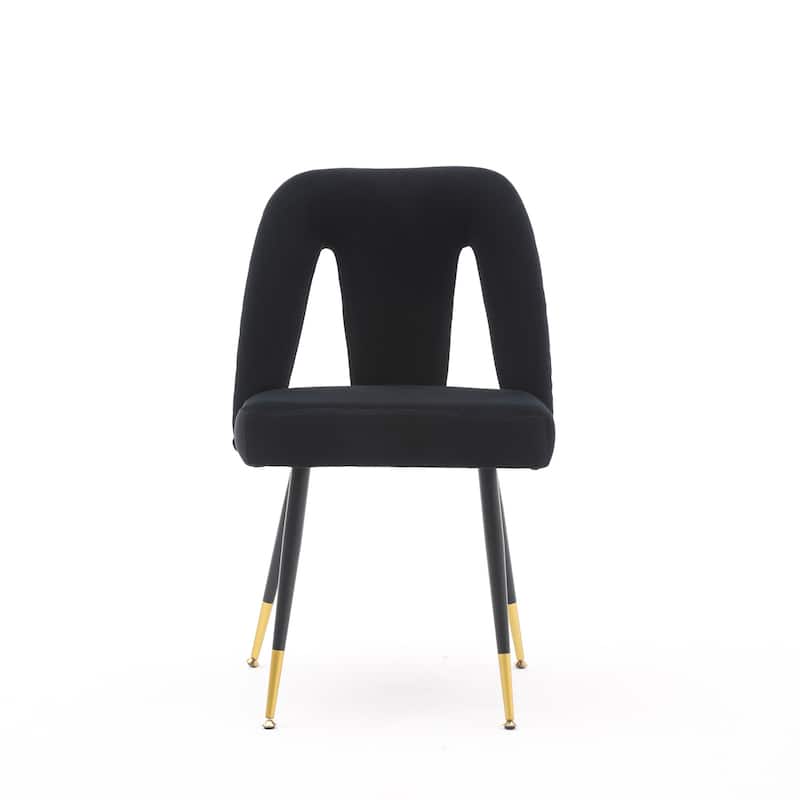 Set of 2 Modern & Contemporary Upholstered Dining Chairs with Nailheads and Metal Legs