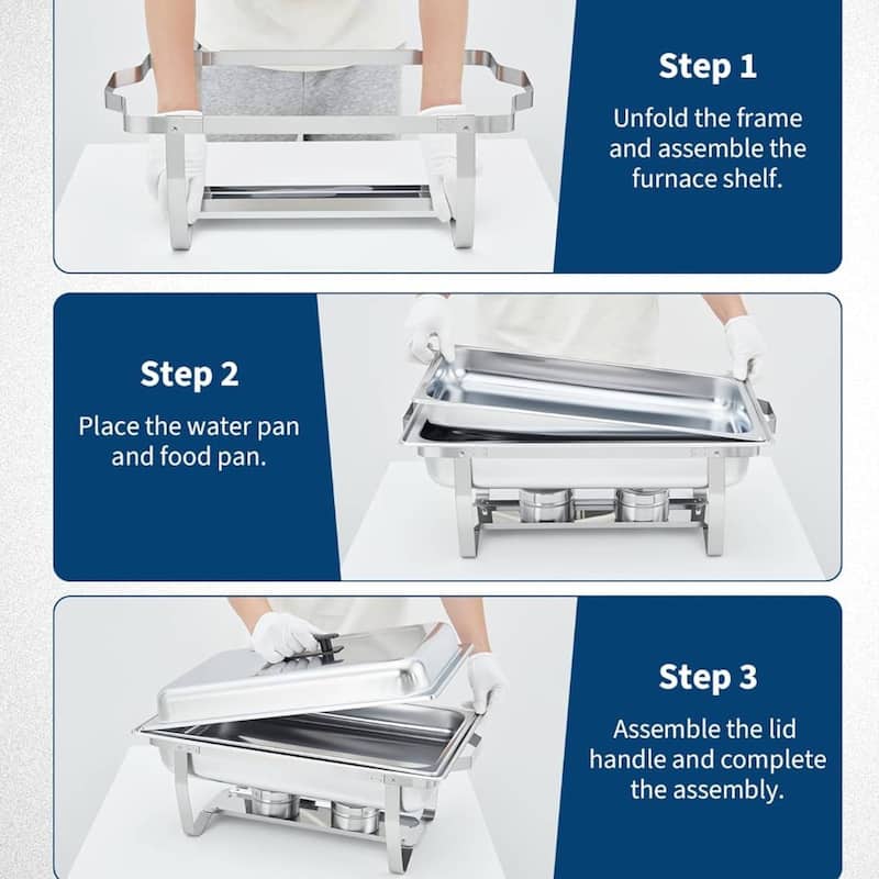 8 Qt Buffet Chafing Dishes and Warmers Sets for Parties Wedding