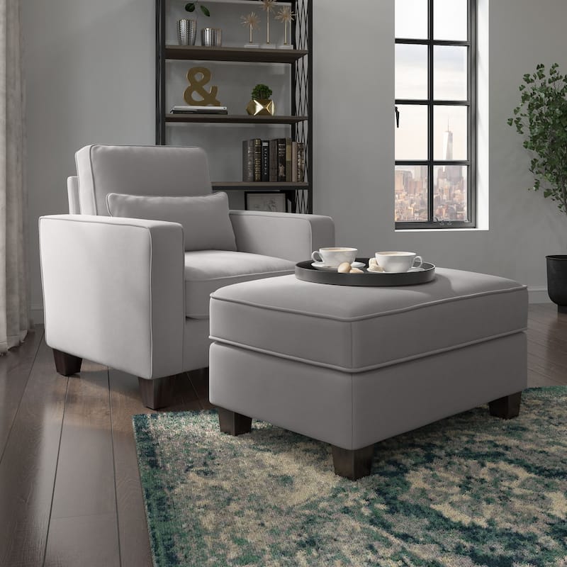 Bush Furniture Stockton Living Room Accent Chair with Ottoman Set