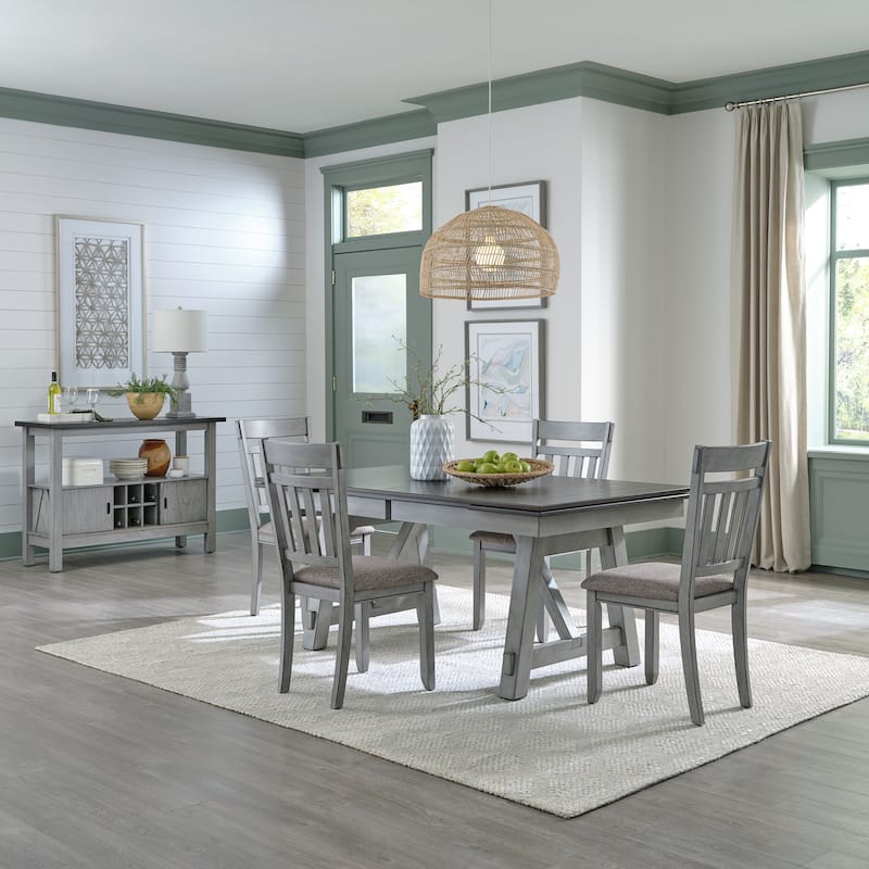 Newport Smokey Grey 5 Piece Trestle Table Set - Smokey Grey