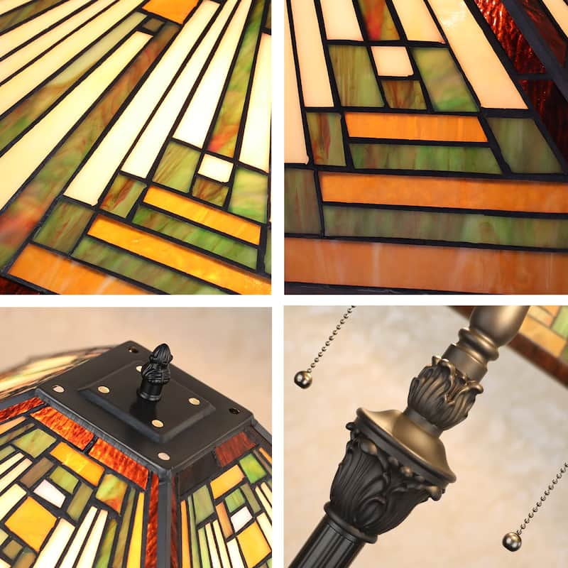 Mission Tiffany-Style 2-Light Blackish Bronze Floor Lamp 18" Shade