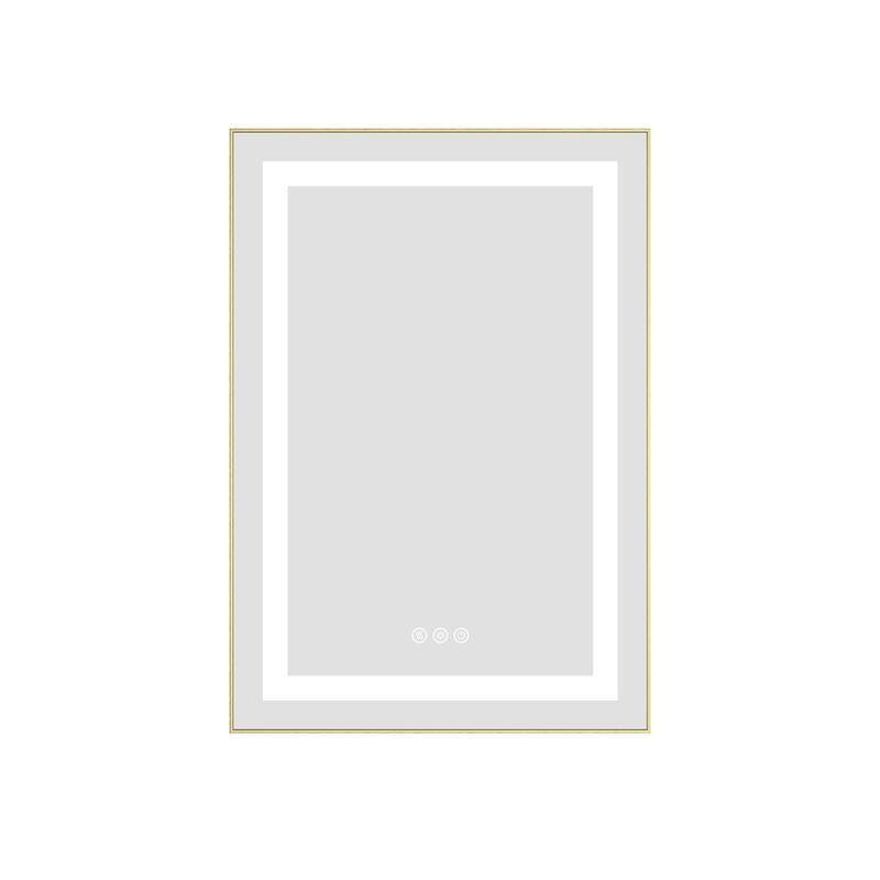 20 x 30 Inch LED Bathroom Mirror with Front and Backlight, Wall Mounted Vanity Mirror with Aluminum Frame, Anti-Fog