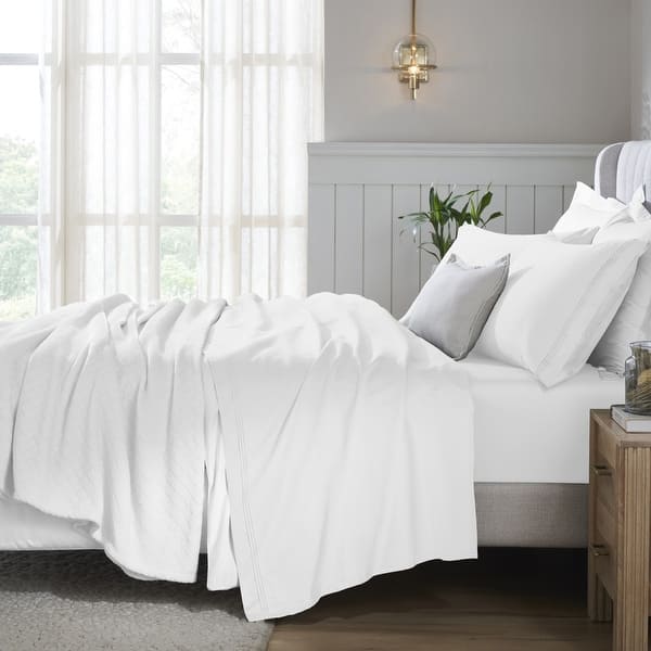 Superior Egyptian Cotton 650 TC Deep Pocket Sheet Set - Queen - 20" Deep Pocket - White