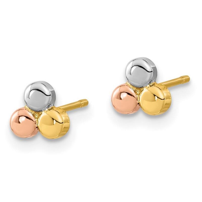 Curata 14k Tri color Gold Circle Post Earrings - 5.5x5.9mm