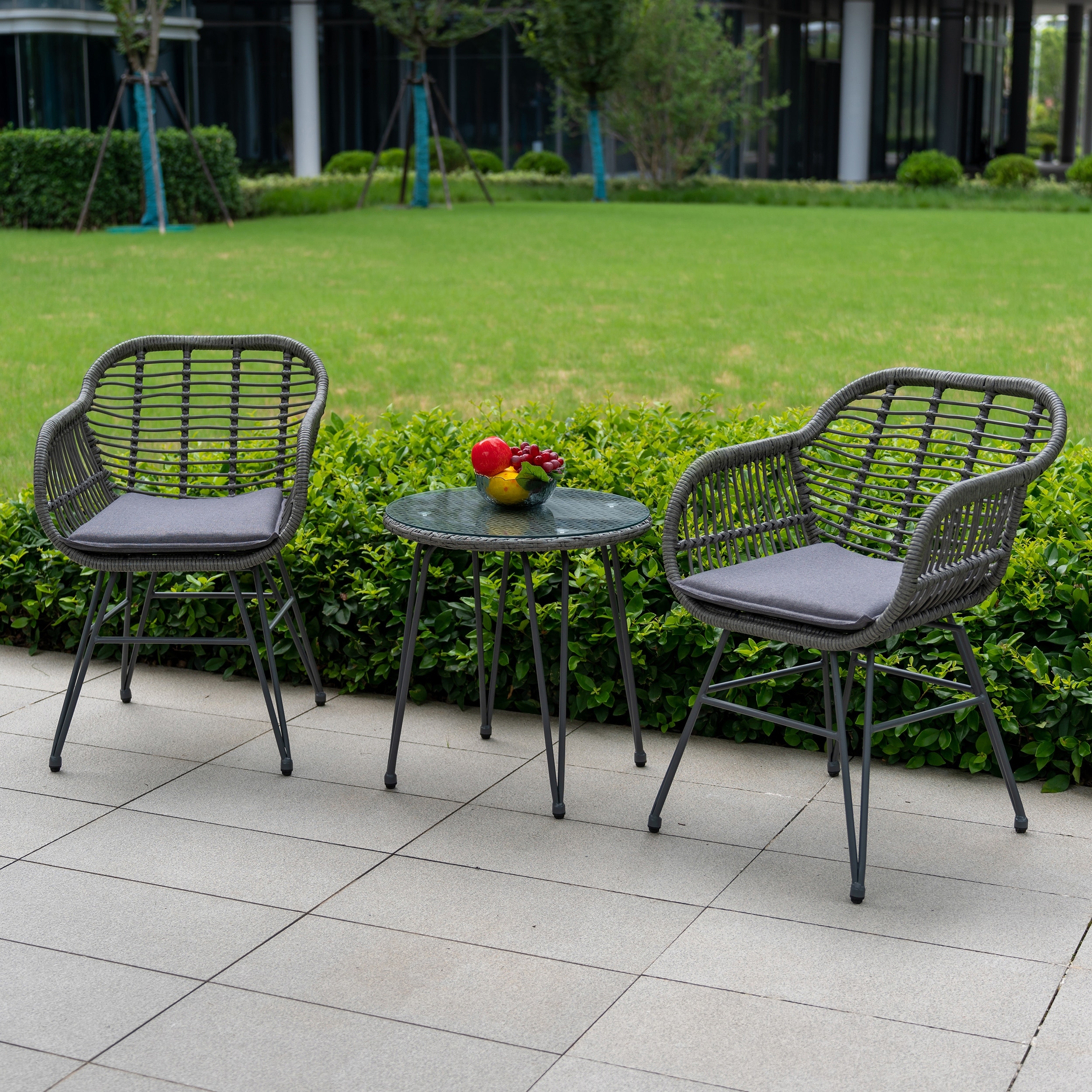 3 piece outdoor wicker cushion set clearance