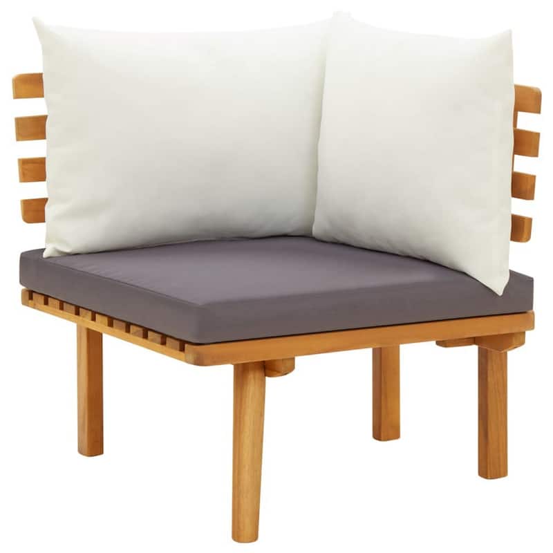 Roma 3pc Modular Outdoor Sofa Set, Solid Acacia Wood, Gray and White