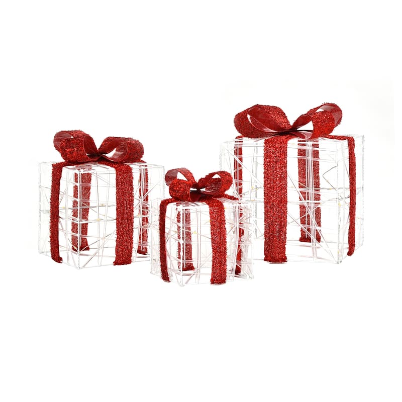 Lighted Gift Boxes Present Ornament Boxes Christmas Decoration - Multi - Multi