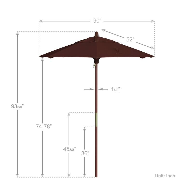 Port Lavaca 7.5ft Round Sunbrella Wooden Patio Umbrella by Havenside Home, Base Not Included