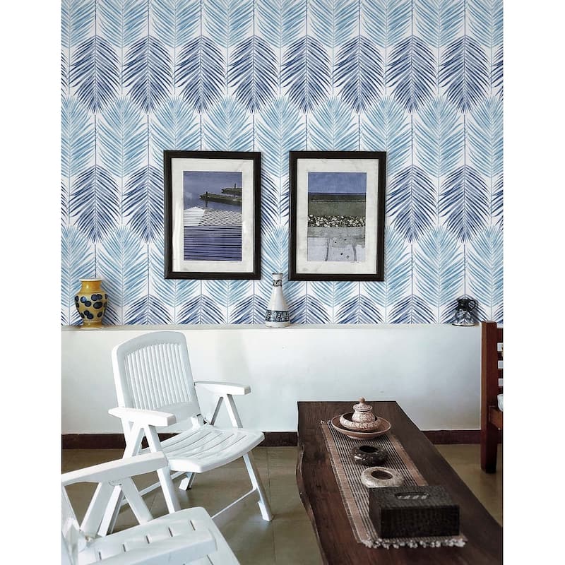 NextWall Two Toned Palm Peel and Stick Wallpaper