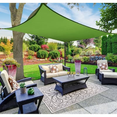 Boen Rectangle Sun Shade Sail Canopy Awning UV Block for Outdoor Patio Garden and Backyard - Green - 8'x10'