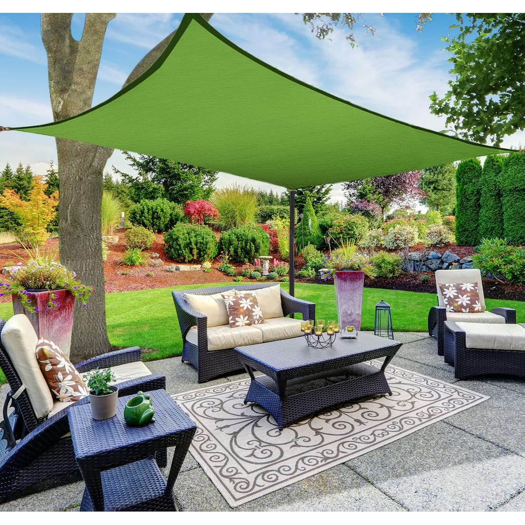 Boen Rectangle Sun Shade Sail Canopy Awning UV Block for Outdoor Patio Garden and Backyard - Green - 8'x10'