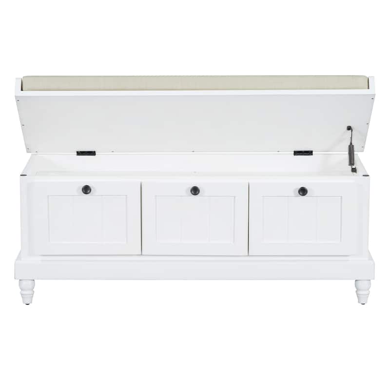 Shoe Bench with Lift Top Cushion Seat & Hidden Space, Entryway Shoe Storage Bench with 3 Drawers, Bedroom End of Bed Bench