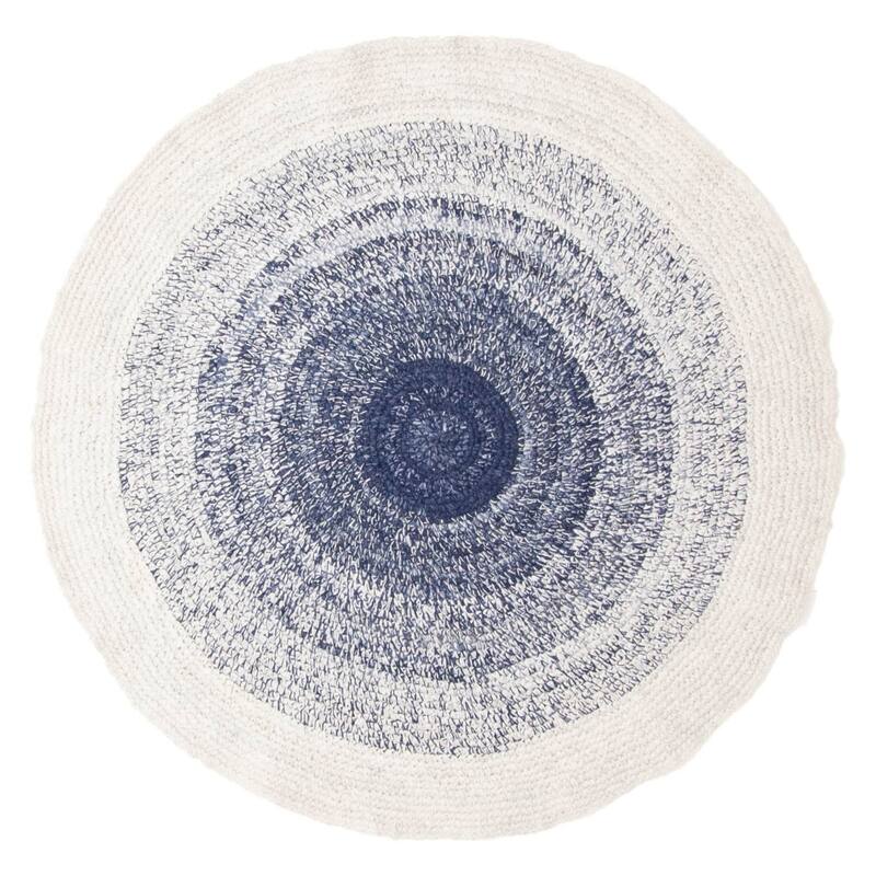 ECARPETGALLERY Braid weave Sienna Dark Navy Wool Rug - 3'11 x 3'11