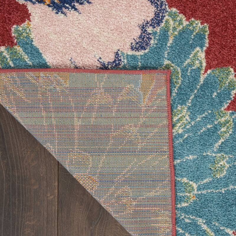 Power Loomed Floral Low Pile Durable Area Rug - 118' X '94' X '0.25