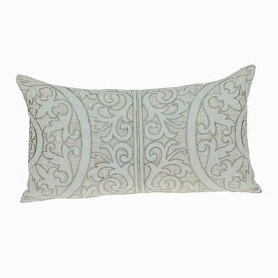 Filigree Rectangular Cotton Throw Pillow - 24" - Beige and Green