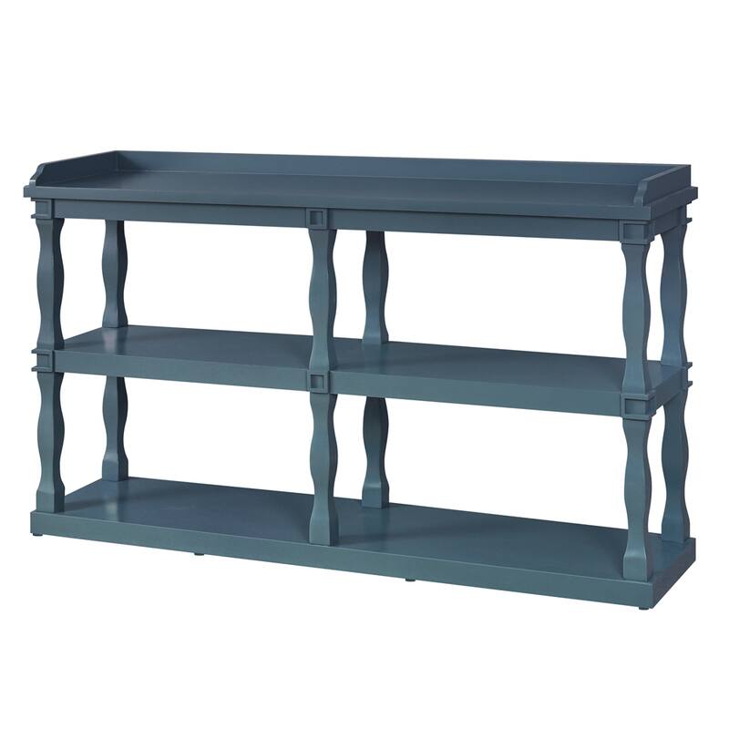Console Table with 3-Tier Open Storage Spaces Effect Support Legs