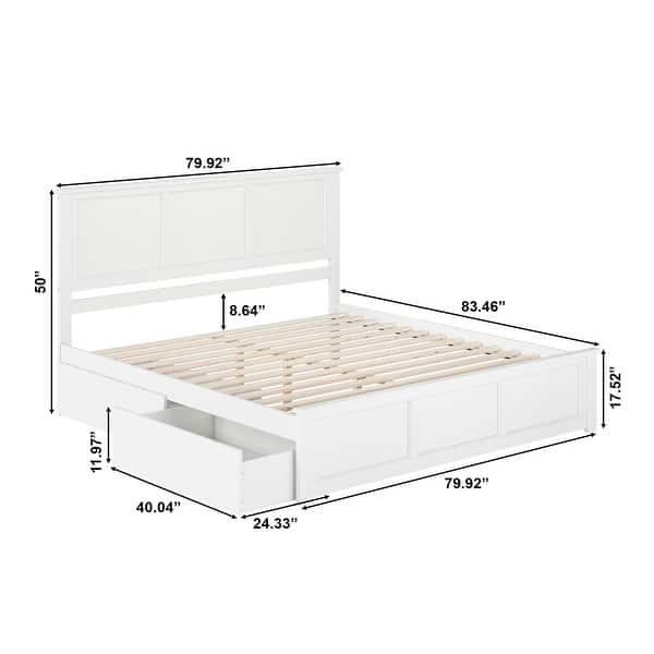 dimension image slide 0 of 11, Madison Platform Bed with Matching Footboard with Storage Drawers