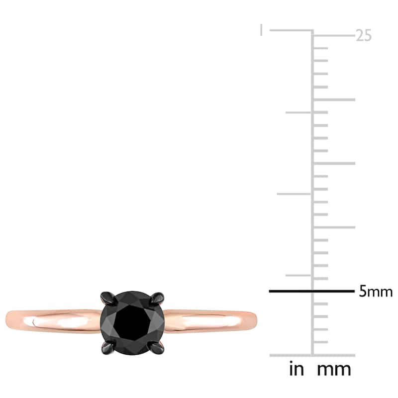 Miadora 3/4ct TDW Black Diamond Solitaire Engagement Ring in 14k Rose Gold