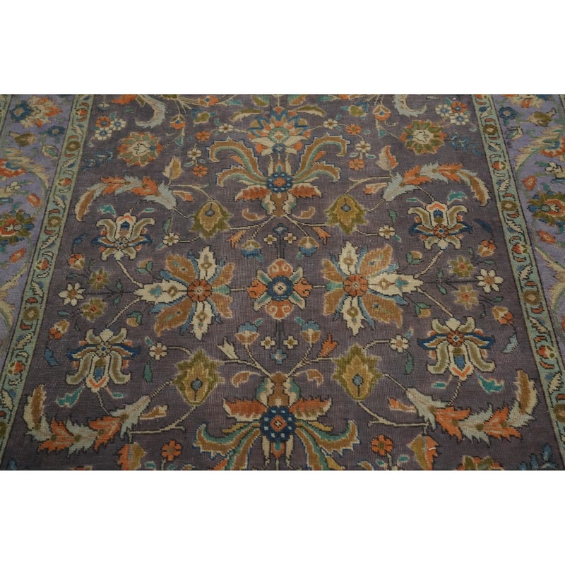 Hand Knotted Oriental 100% Wool Carpet Traditional Floral Purples Tabriz Area Rug - 6' 3'' X 4' 5''