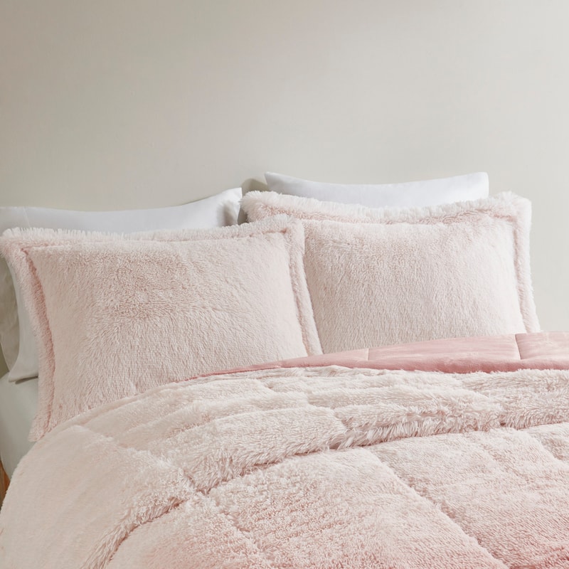 Intelligent Design Ella Ombre Shaggy Long Fur Comforter Mini Set