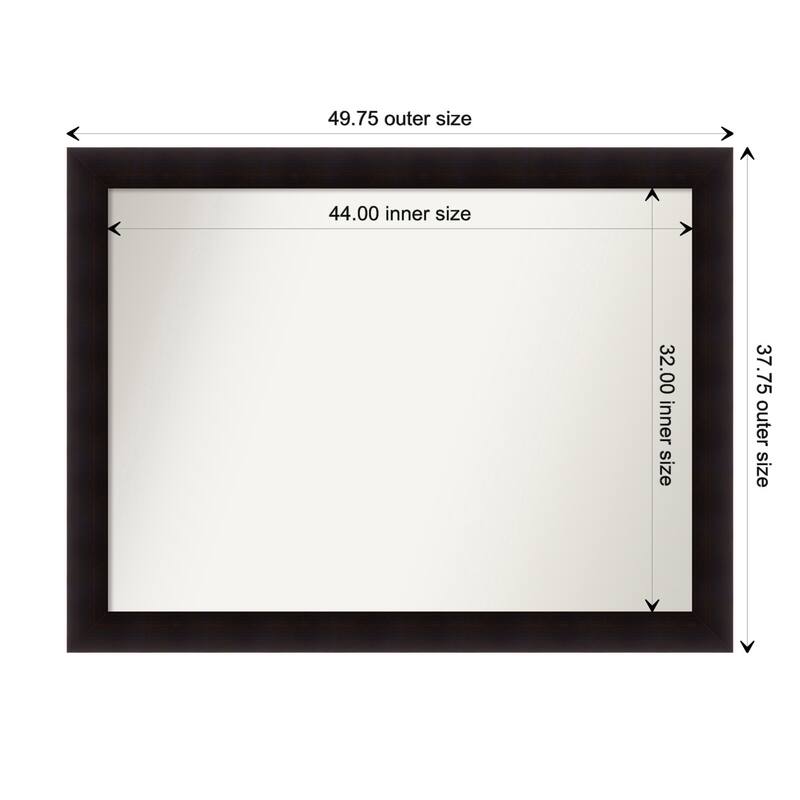 Portico Espresso Framed Non-Beveled Custom Wall Mirror, Bathroom Vanity Mirror - Outer Size: 49.75 x 37.75